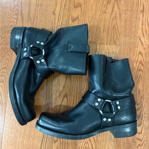Frye Black Leather Harness Boots Timeless Style